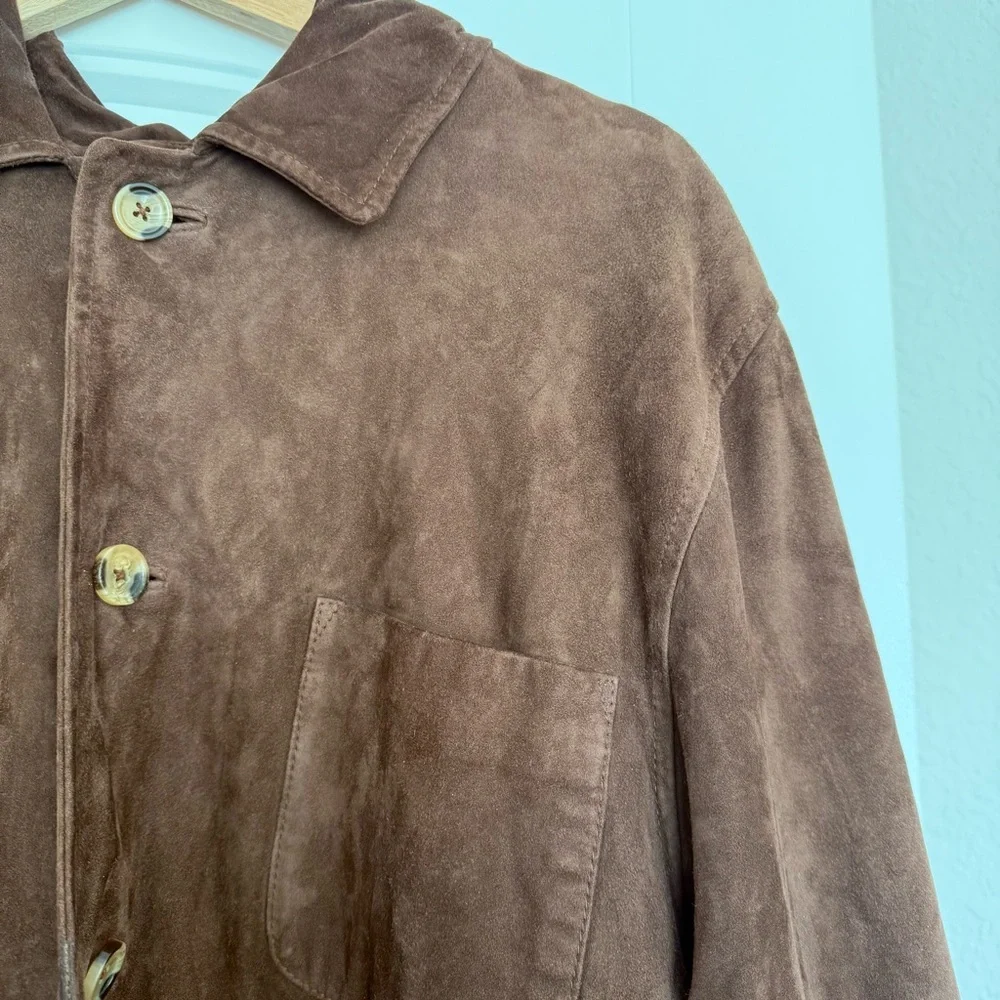 Peter Millar 100% Genuine Suede Leather Shirt Jacket - Rich‎ Brown Men’s